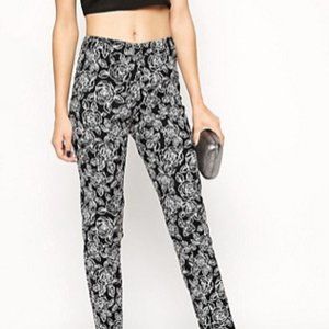 ASOS Cigarette Pant in Rose Mono Jacquard